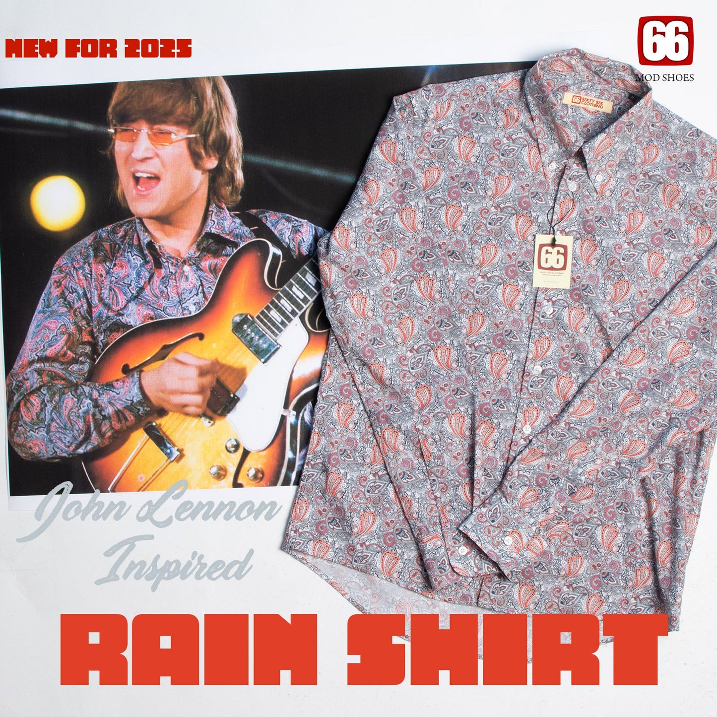 The "Rain" Paisley Shirt - John Lennon Beatles 1966 Inspired by 66 Clothing