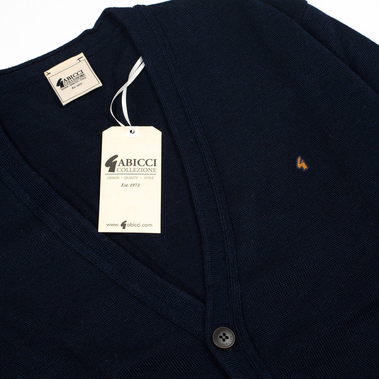 Gabicci Button Through Cardigan Navy - Wool Mix