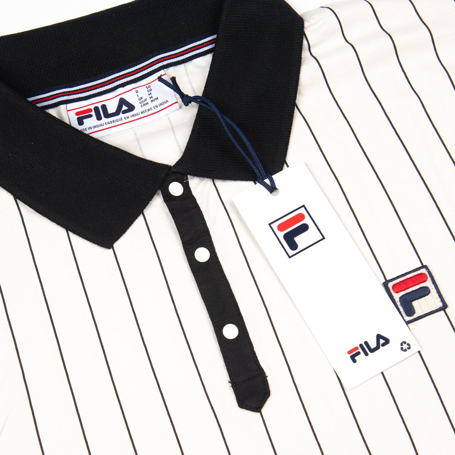 FILA BB1 Striped Polo in Gardenia/Black