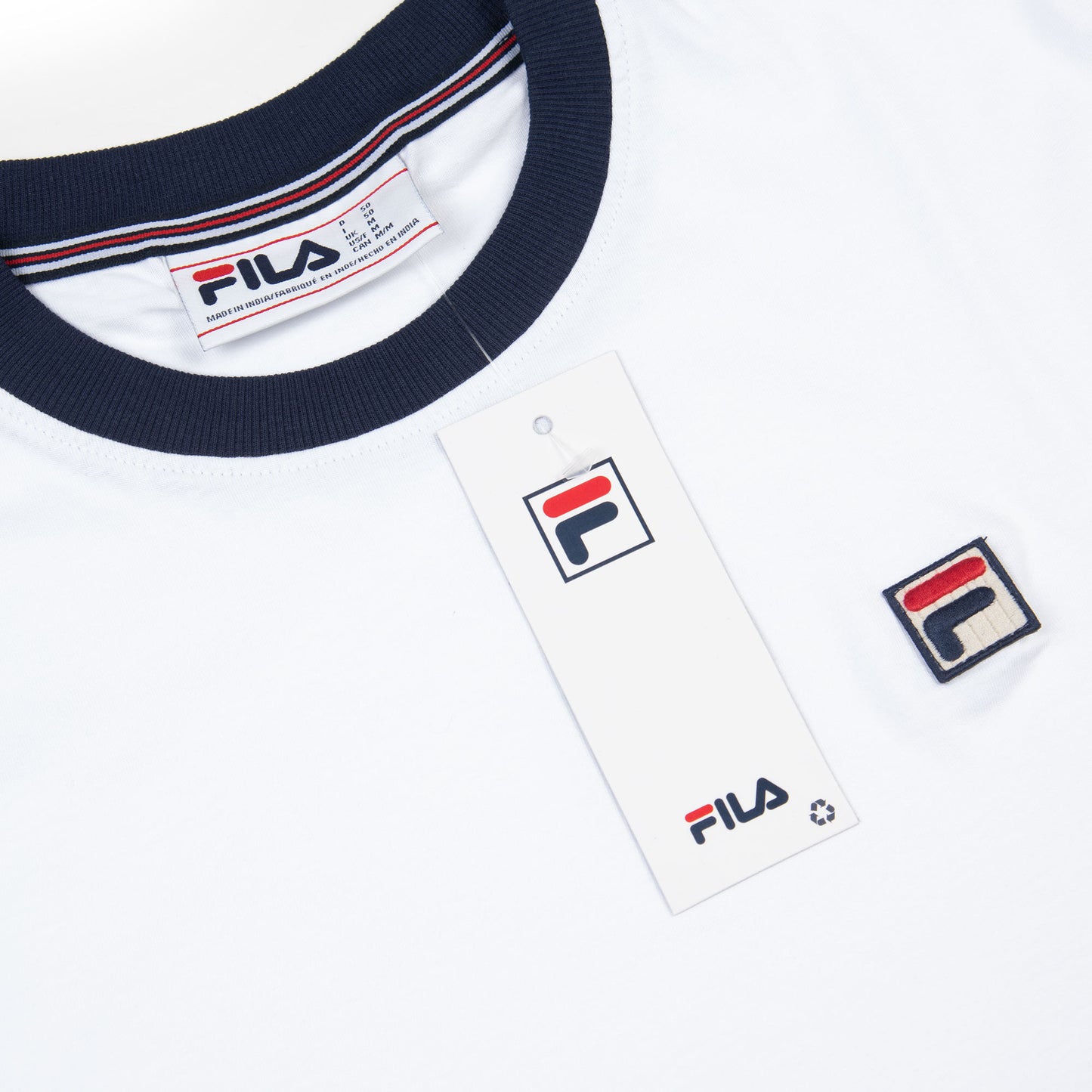 FILA Marconi T-Shirt in White/Fila Navy