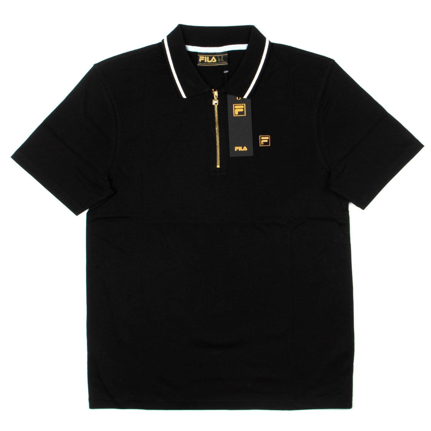 FILA Lemar Tipped Polo Shirt in Black/Egret