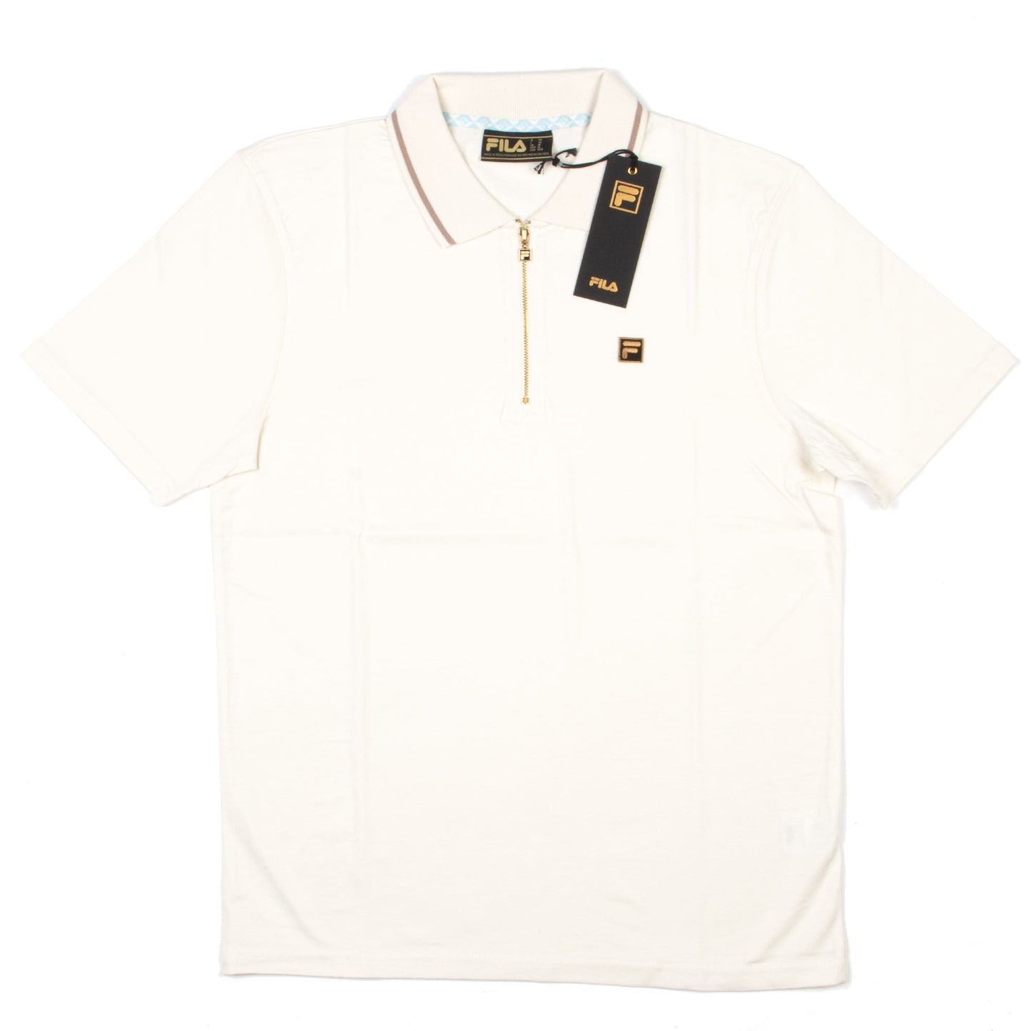 FILA Lemar Tipped Polo in Egret/Mocha Meringue