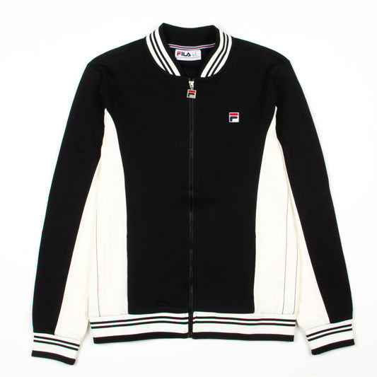 FILA Settanta Baseball Style Track Jacket in Black/ Gardenia