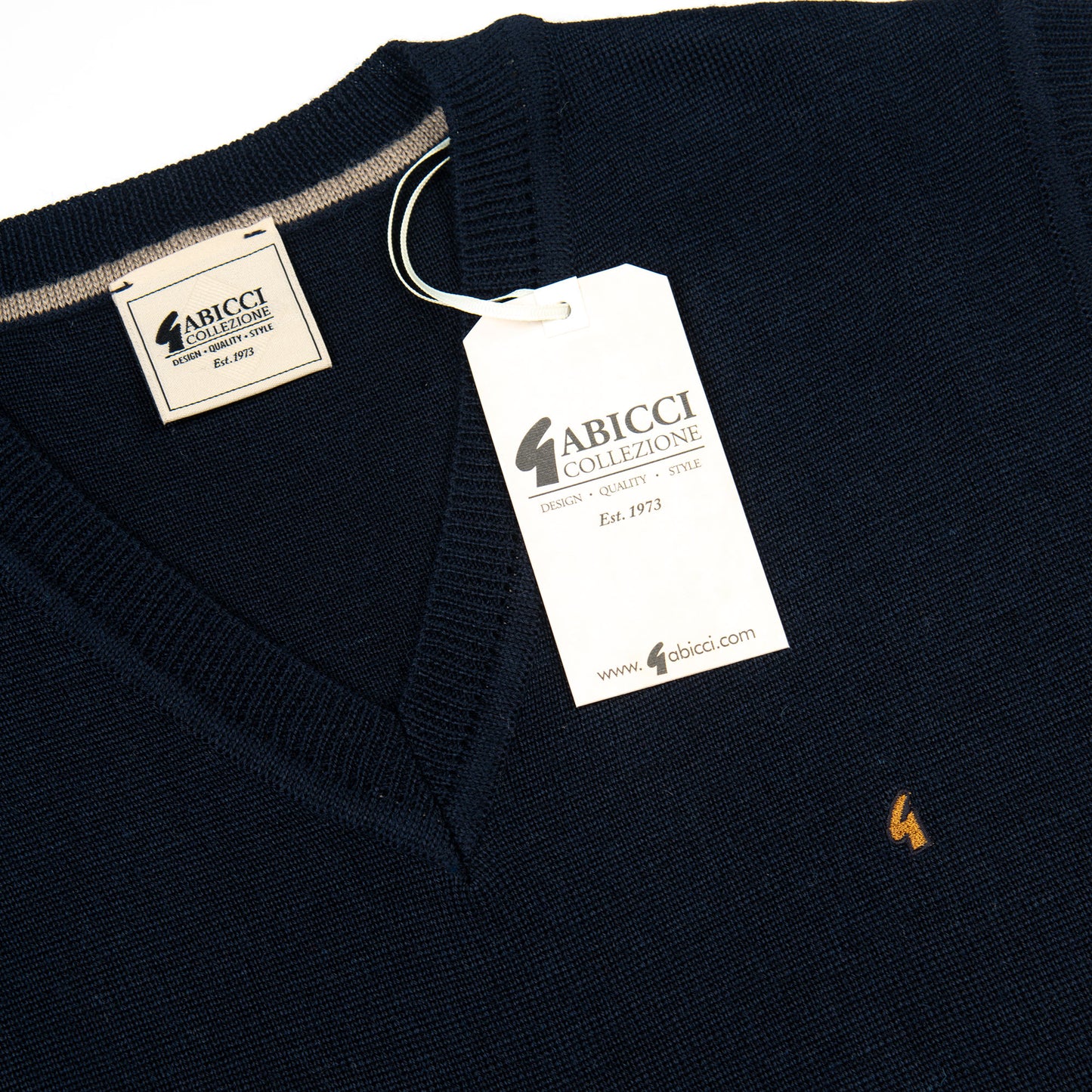Gabicci V-Neck Tank Top Sweater Vest Navy - Wool Mix