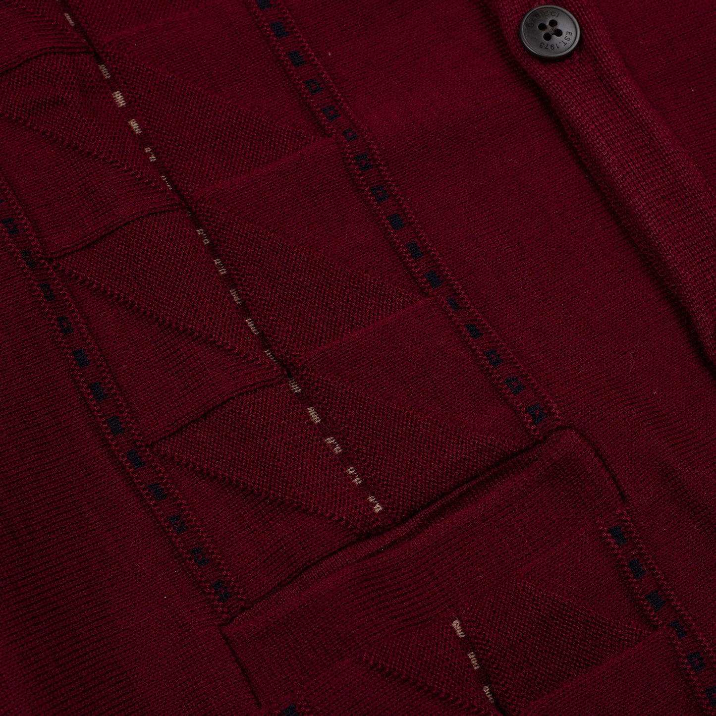 Gabicci Button Through Cardigan Merlot Stripe Pattern - Wool Mix