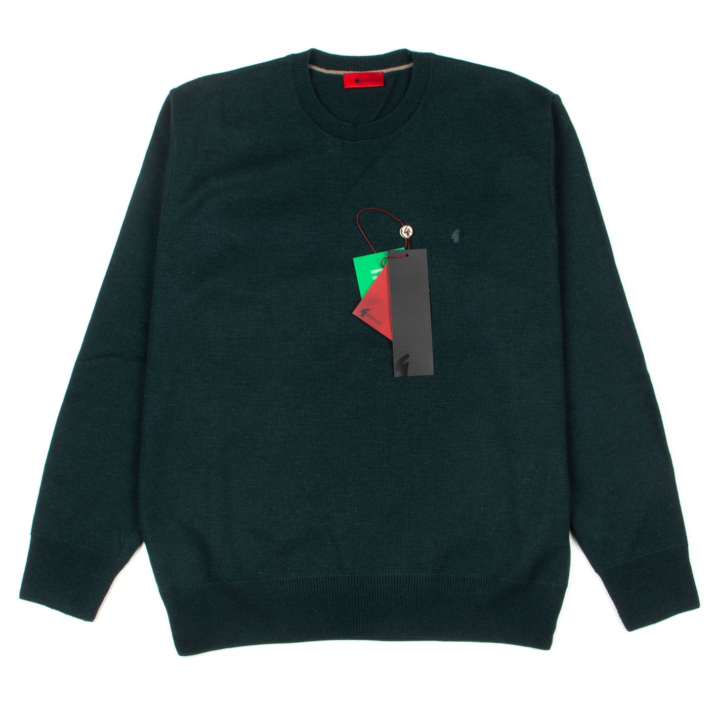 Gabicci Crew Neck Bottle Green - Wool Mix
