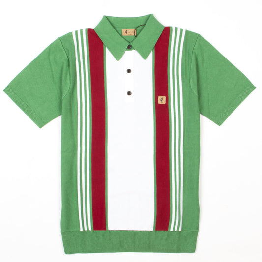 Gabicci - Searle Knitted Polo Top In Verde(Green) Stripe