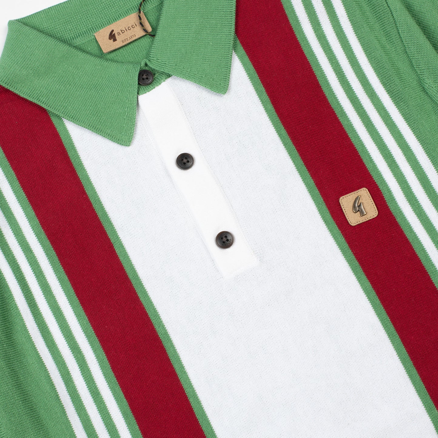 Gabicci - Searle Knitted Polo Top In Verde(Green) Stripe