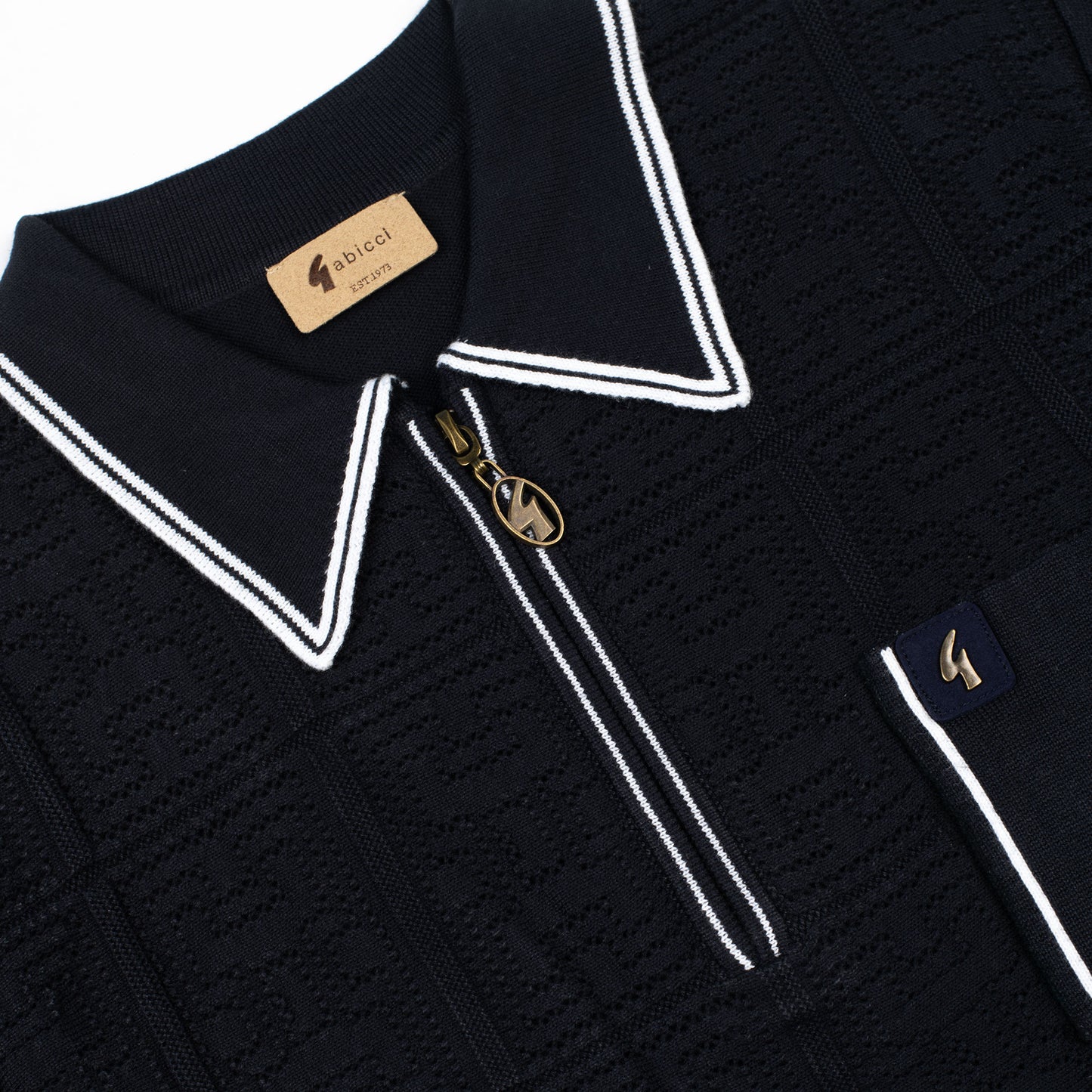 Gabicci - Marr Knitted Polo Top In Navy