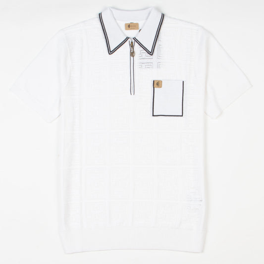 Gabicci - Marr Knitted Polo Top In White