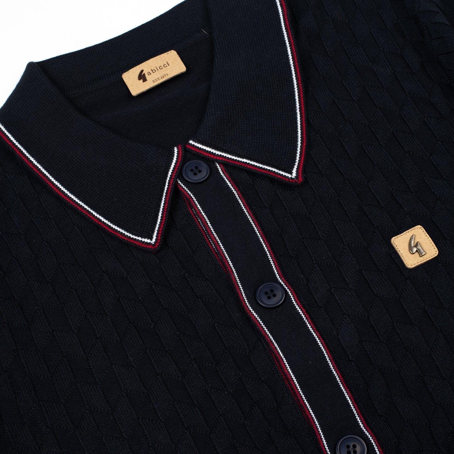 Gabicci - Shaun Navy Knit Button Through Polo