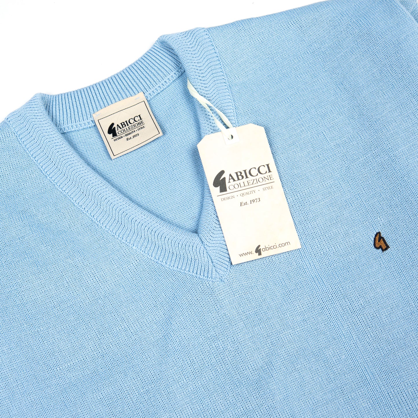 Gabicci V-Neck Sweater Sky - Wool Mix