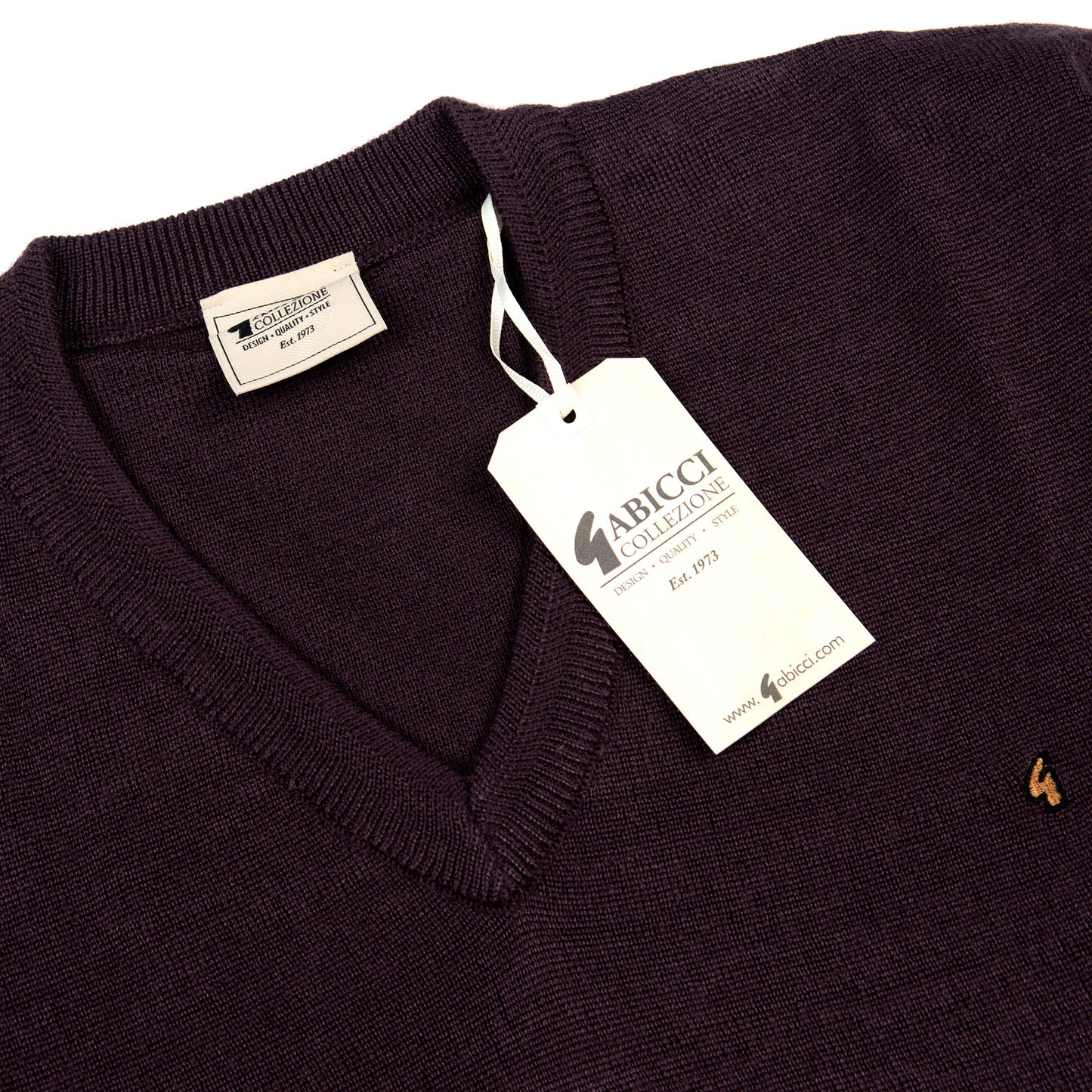 Gabicci V-Neck Sweater Grape - Wool Mix