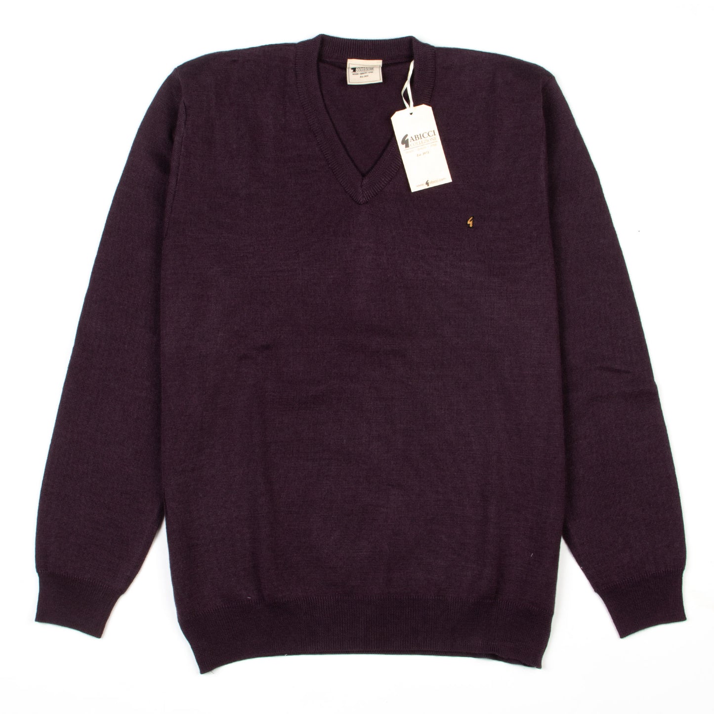 Gabicci V-Neck Sweater Grape - Wool Mix