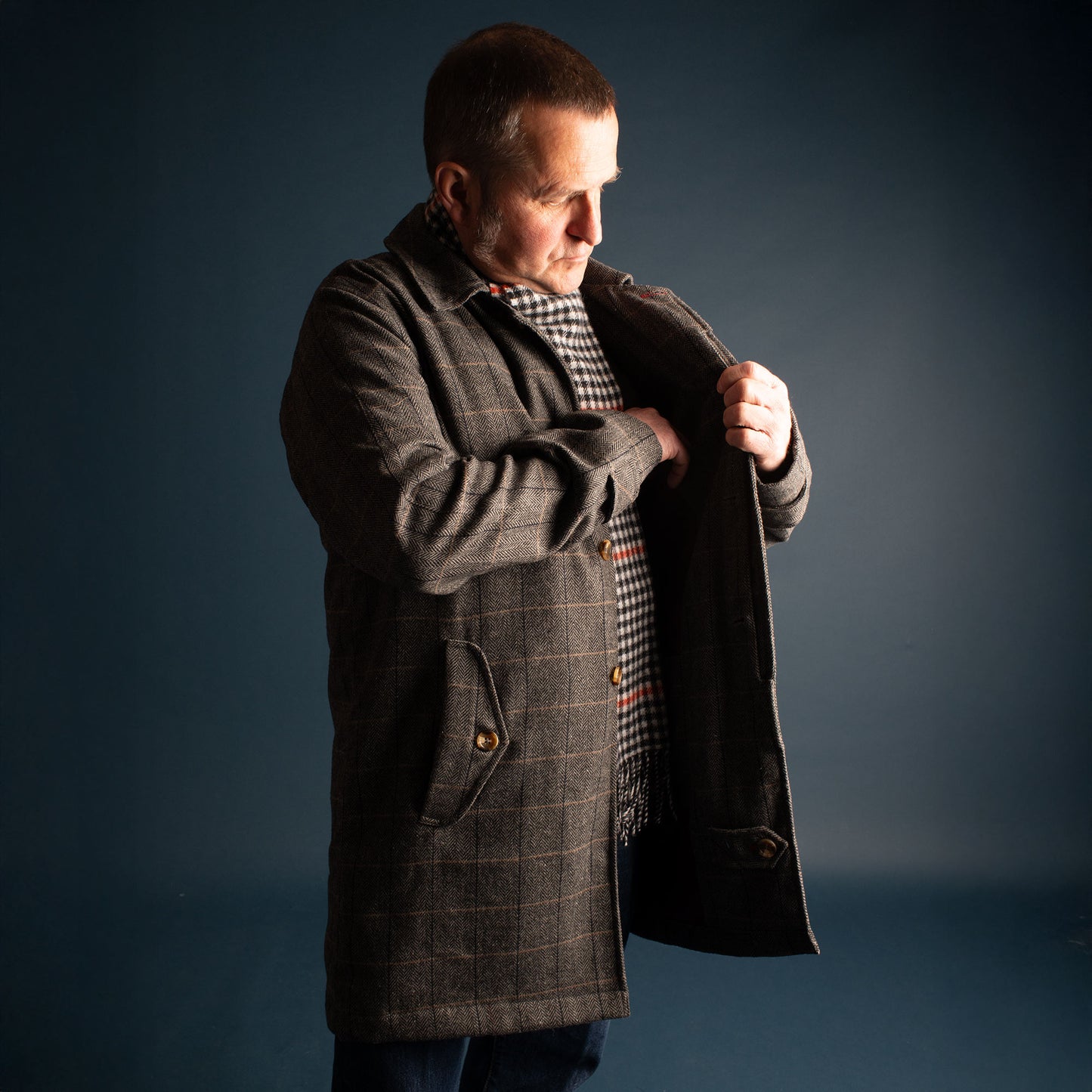 Herringbone Mac - Grey - 60s / 70s Style Overcoat