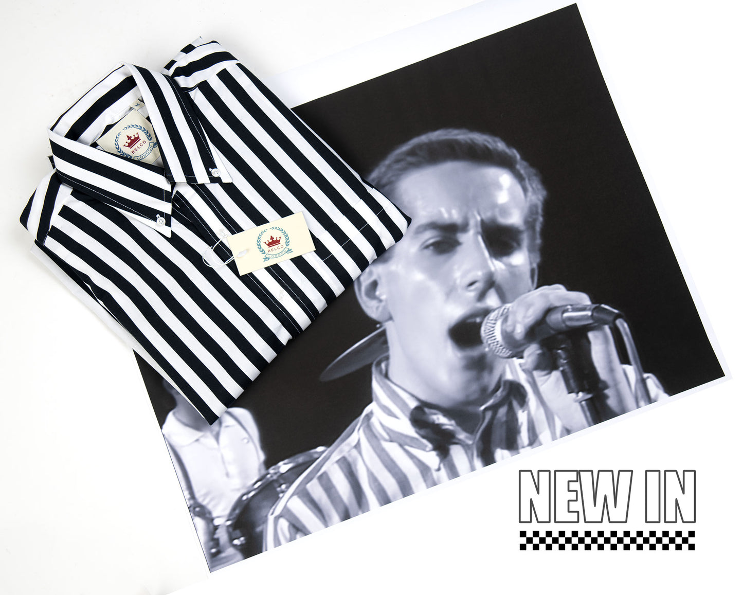 Relco Button-Down Shirt – Black & White Stripe | Inspired by Terry Hall & The Specials