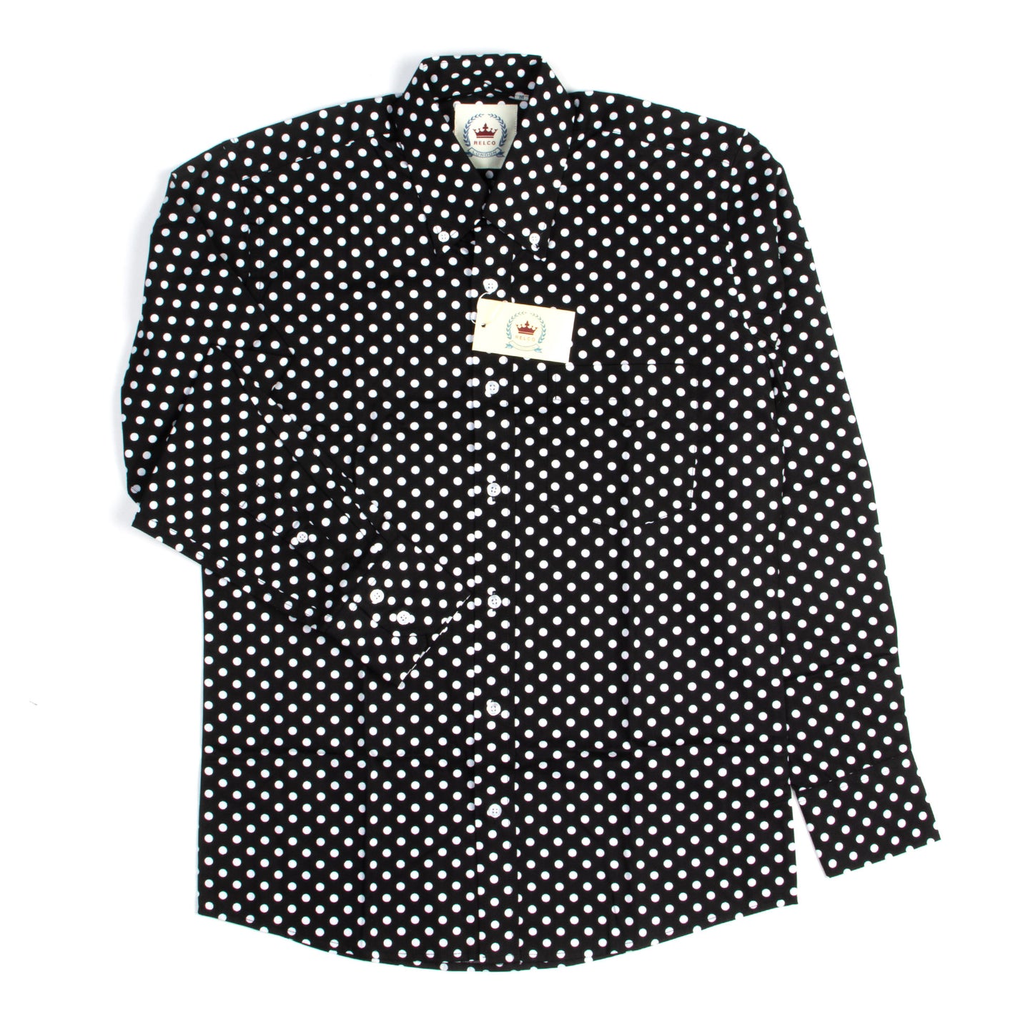 Black Polka Dot Button Down Shirt - 60s Beatles Mod