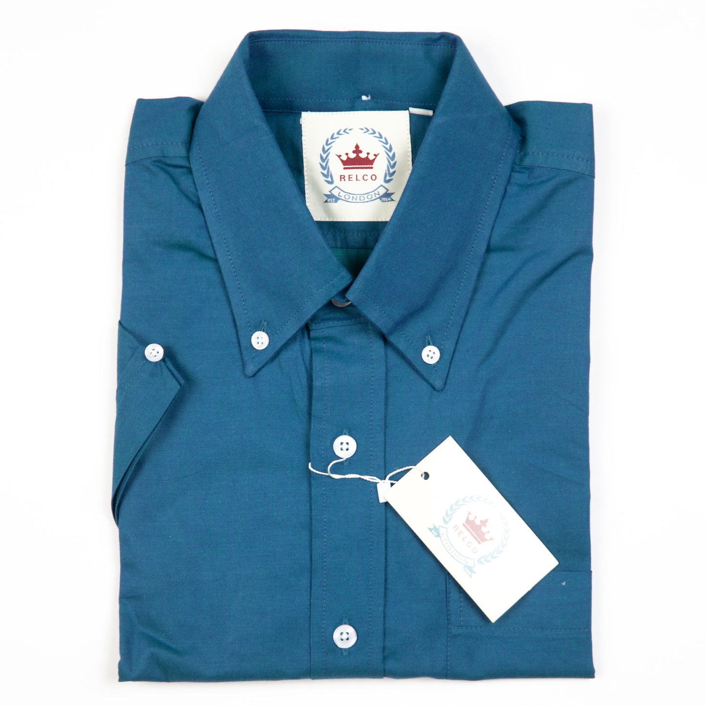 Blue Two Tone Tonic Short Sleeve Button Down Shirt - Relco