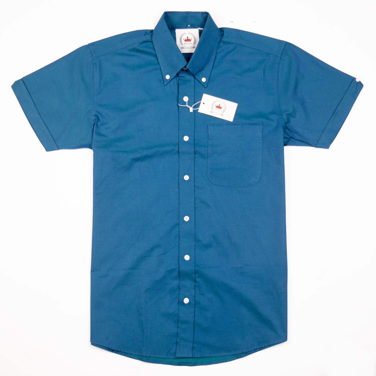 Blue Two Tone Tonic Short Sleeve Button Down Shirt - Relco