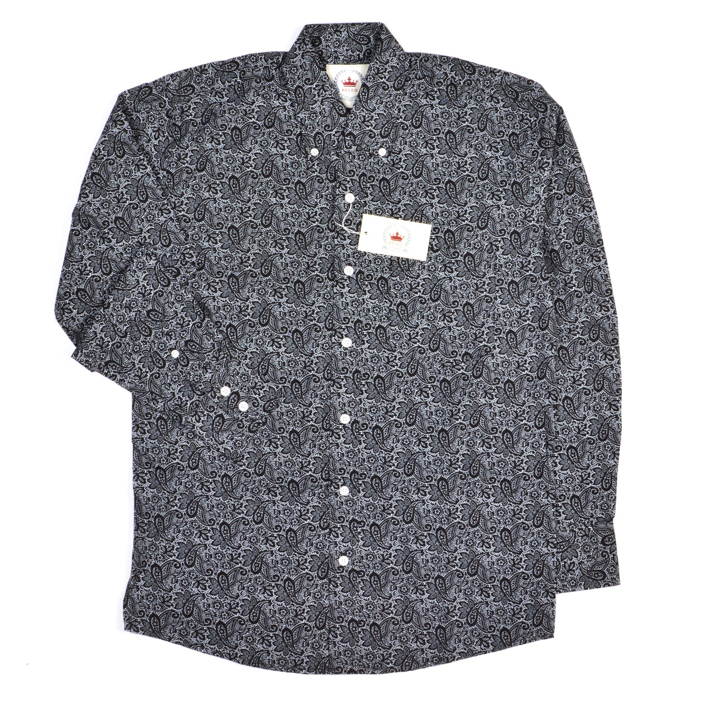 Paisley Black and White Shirt - 60s Oasis Style