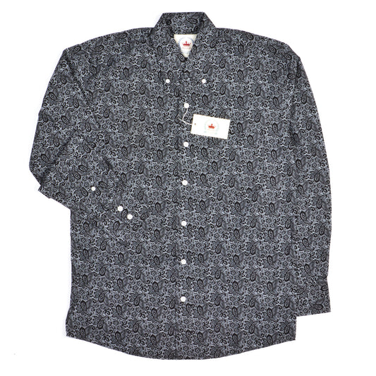 Paisley Black and White Shirt - 60s Oasis Style