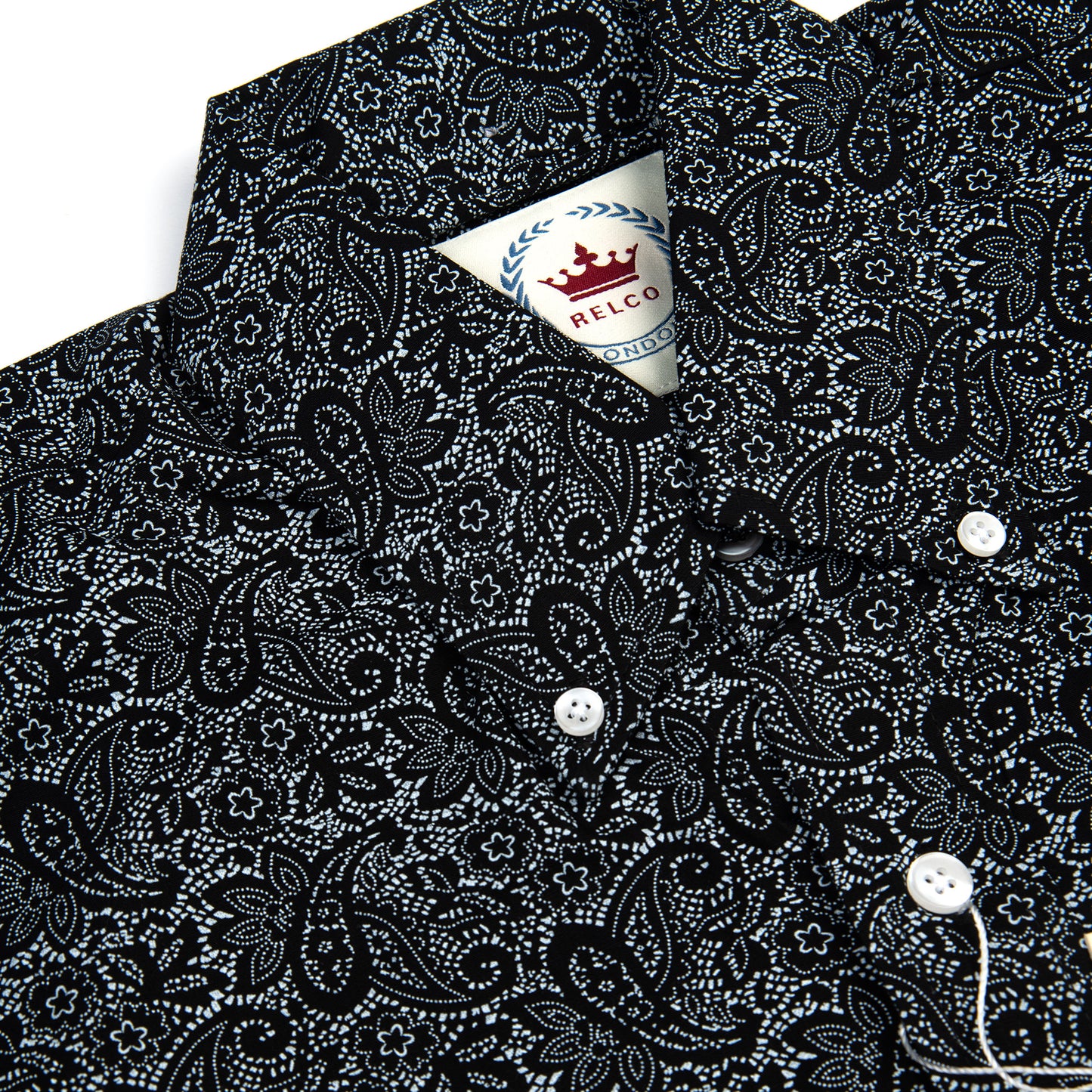 Paisley Black and White Shirt - 60s Oasis Style