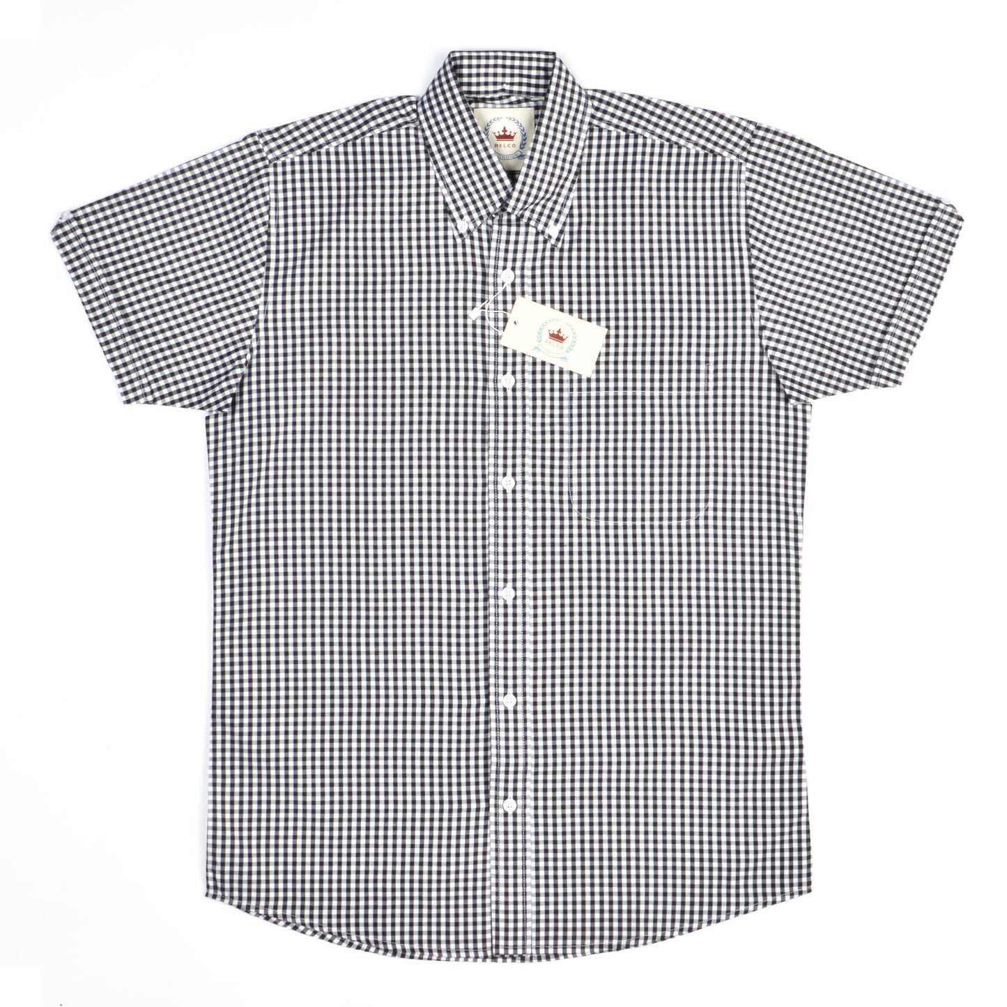 Black & White Gingham Button-Down Shirt