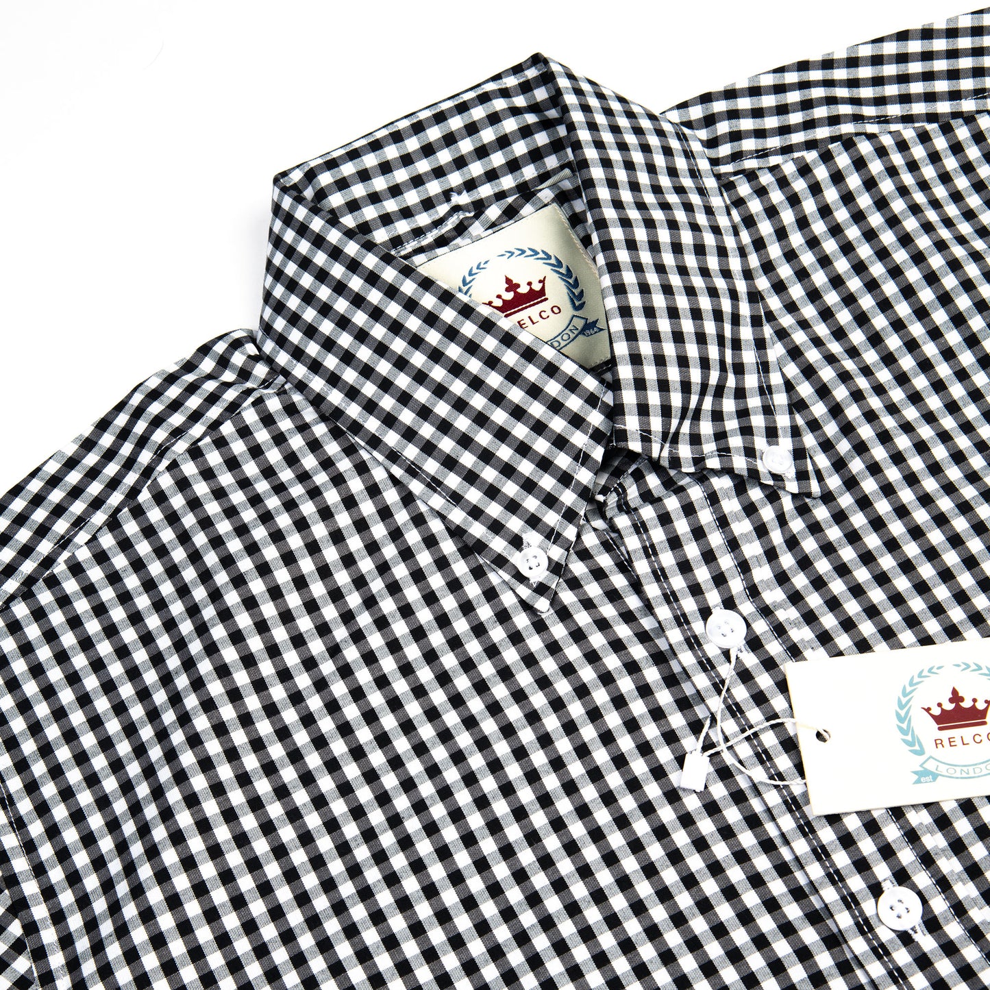 Black & White Gingham Button-Down Shirt