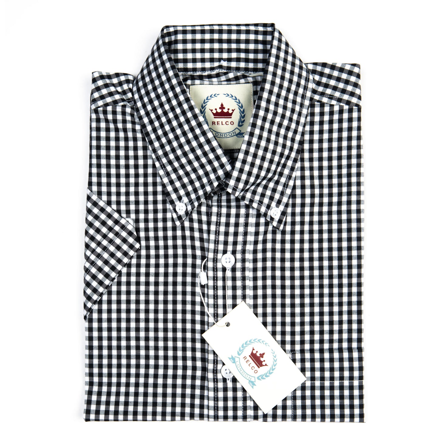 Black & White Gingham Button-Down Shirt