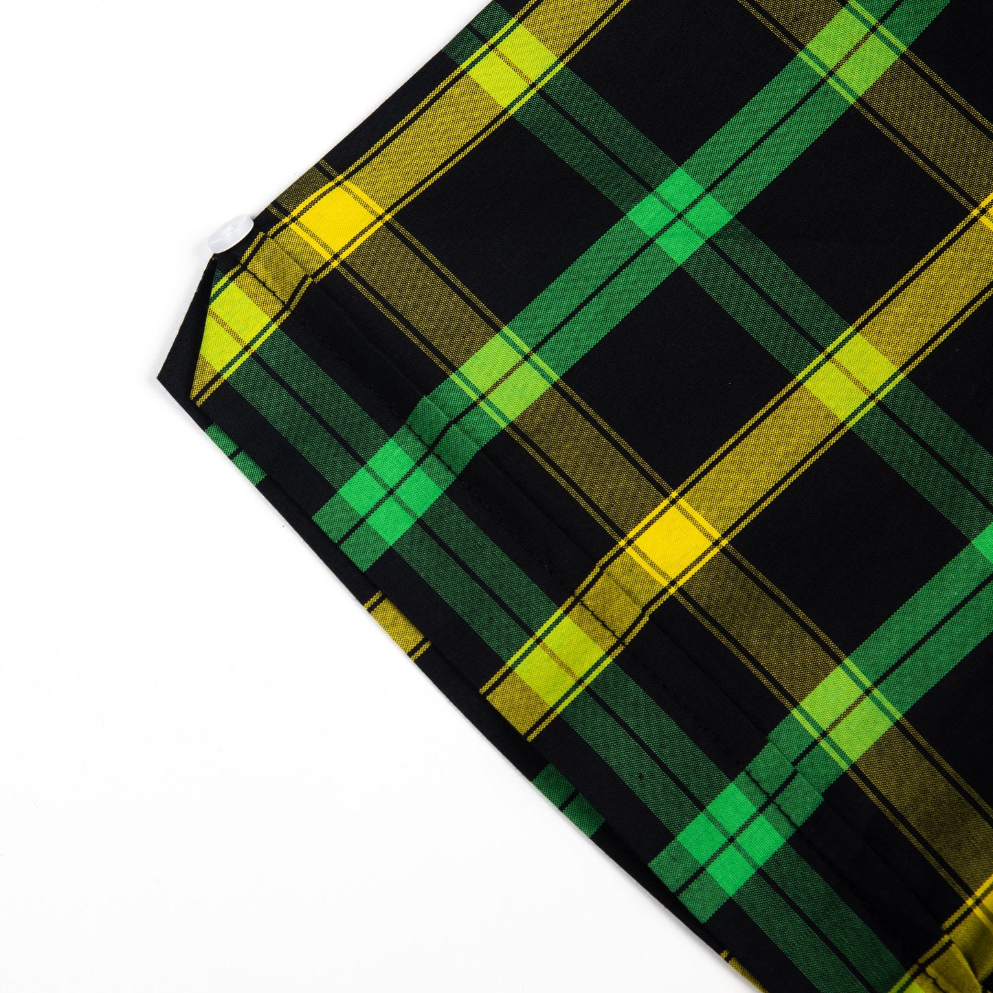 Green, Yellow & Black Check Button Down Short Sleeve Shirt