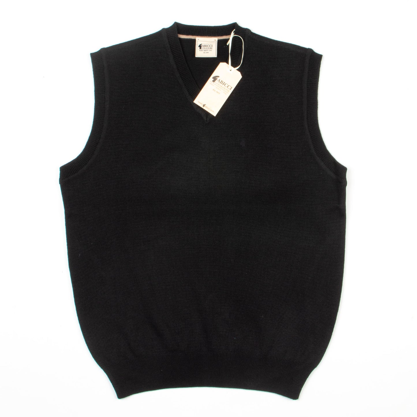 Gabicci V-Neck Tank Top Sweater Vest Black - Wool Mix