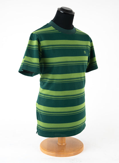 The Downing 2 Shades Of Green - 60s Surf Inspired Stripe 300g T-shirt by 66Clothing