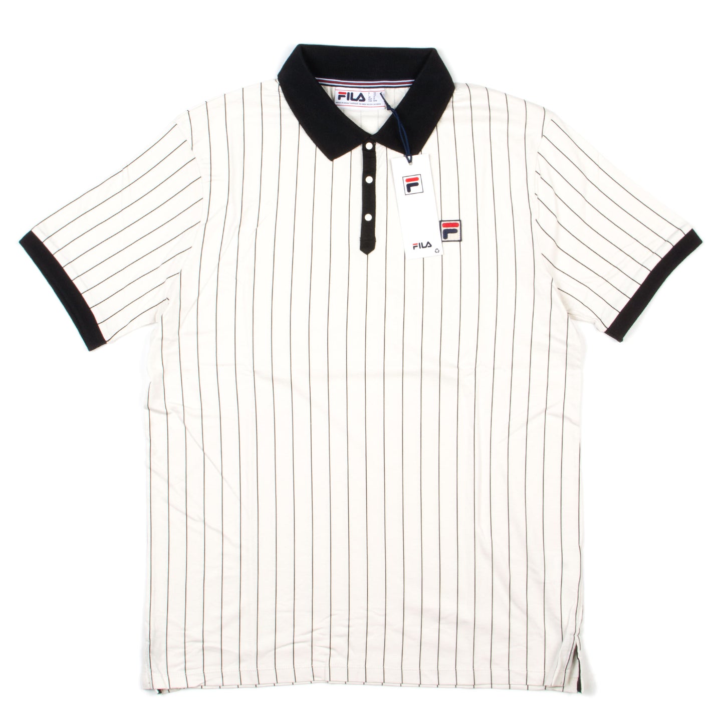 FILA BB1 Striped Polo in Gardenia/Black