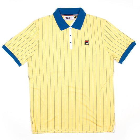FILA BB1 Striped Polo in Popcorn / Turkish Sea / White