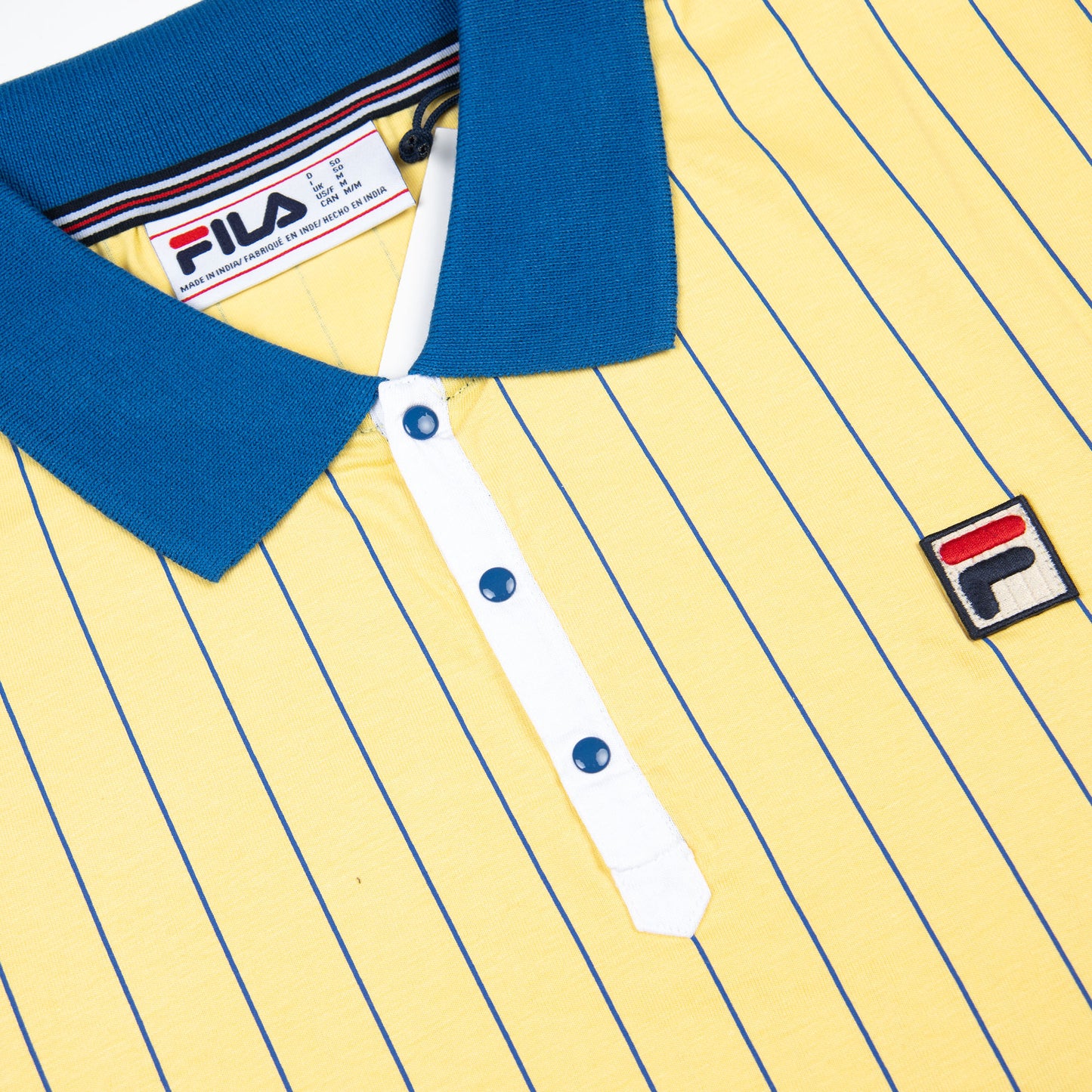 FILA BB1 Striped Polo in Popcorn / Turkish Sea / White