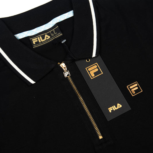 FILA Lemar Tipped Polo Shirt in Black/Egret