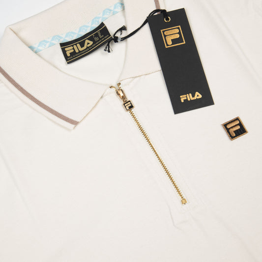 FILA Lemar Tipped Polo in Egret/Mocha Meringue