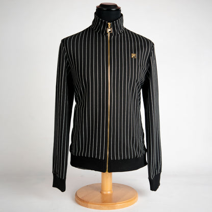 FILA Cooper Striped Track Jacket in Black/ Egret