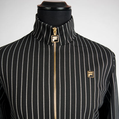 FILA Cooper Striped Track Jacket in Black/ Egret